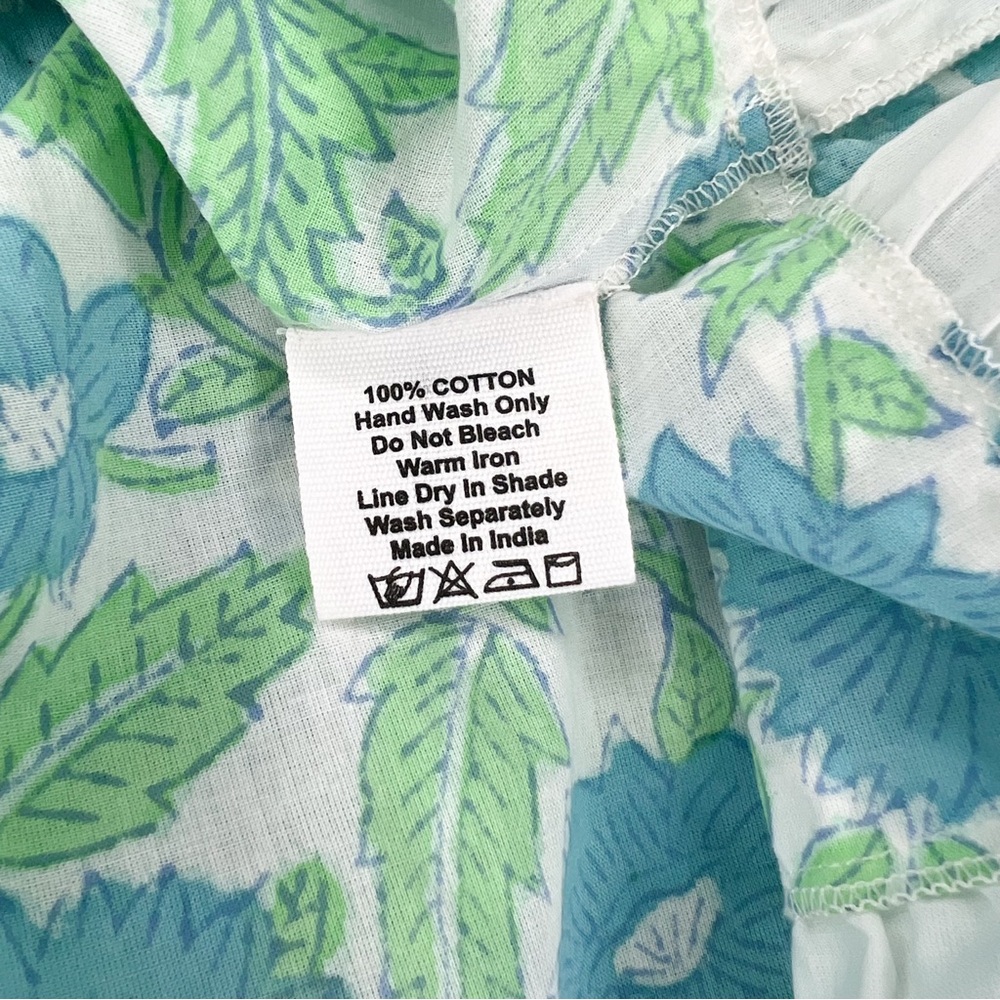 Isla Payal Blue Green Floral Dress Ruffle Flutter Sleeve Cotton size XL - Picture 5 of 6